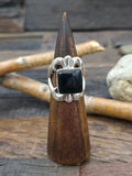 Cast Sterling Silver Onyx Ring by Kevin Yazzie - Size 11