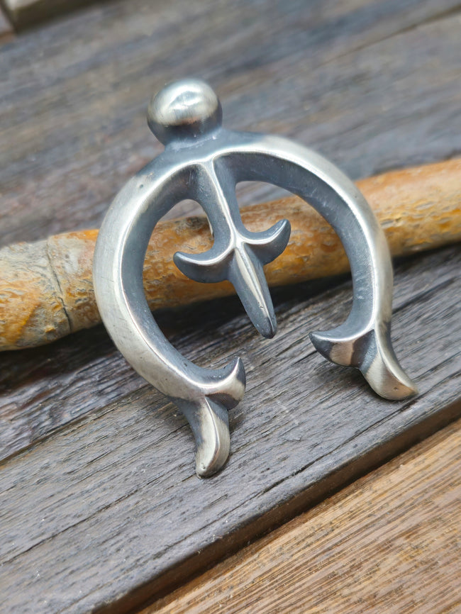 Oxidized Sterling Silver Naja Pendant by Harrison Bitsue