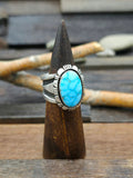 Wide Turquoise and Sterling Silver Ring by C. Willie - Size 11