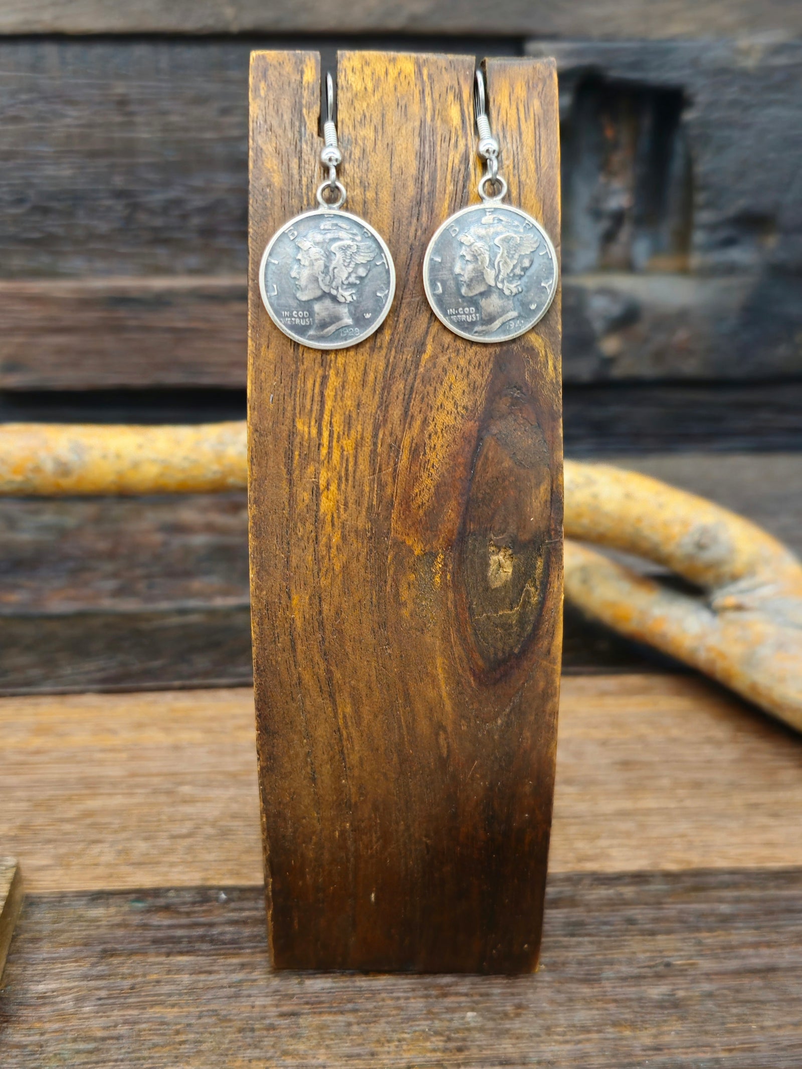 Single Mercury Dime Dangle Earrings
