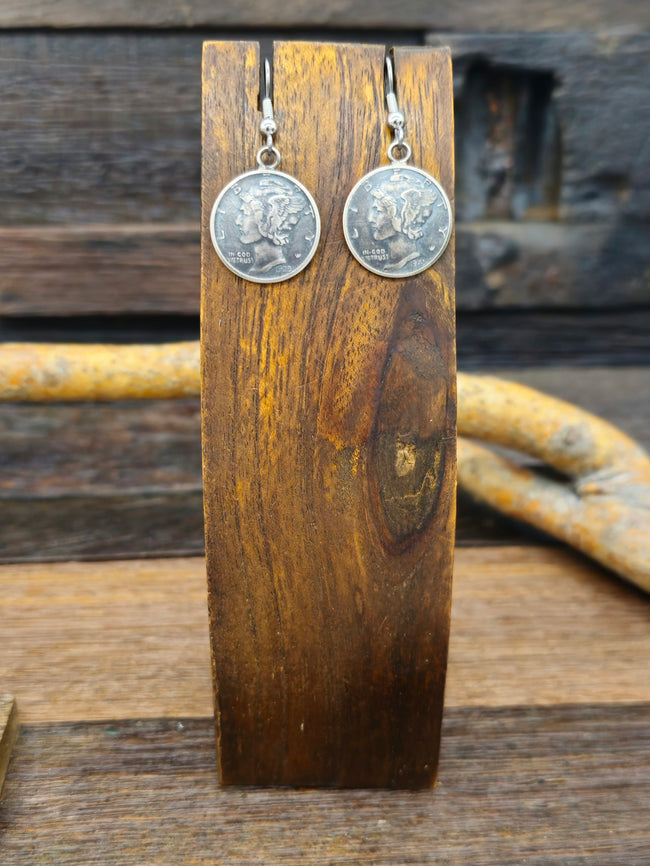 Single Mercury Dime Dangle Earrings