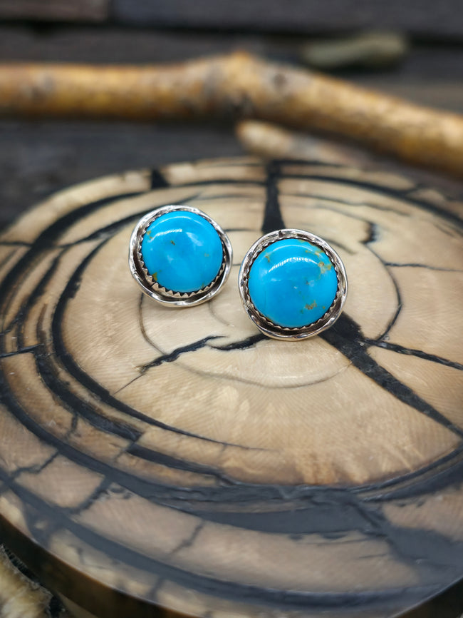 Sterling Silver Blue Turquoise Post Earrings by Ernest Hawthorne