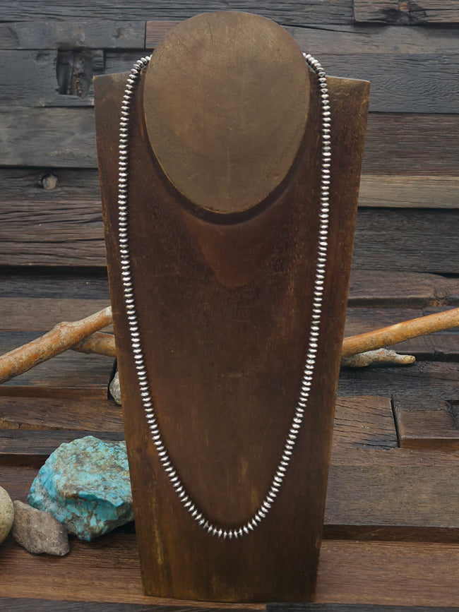 Sterling Silver Saucer Bead Necklace - 23 in. 4 mm
