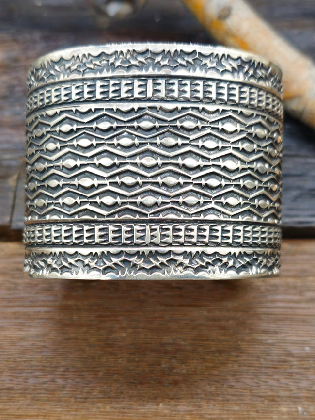 Stamped Sterling Silver Cuff by Sunshine Reeves - 6 3/4 in.