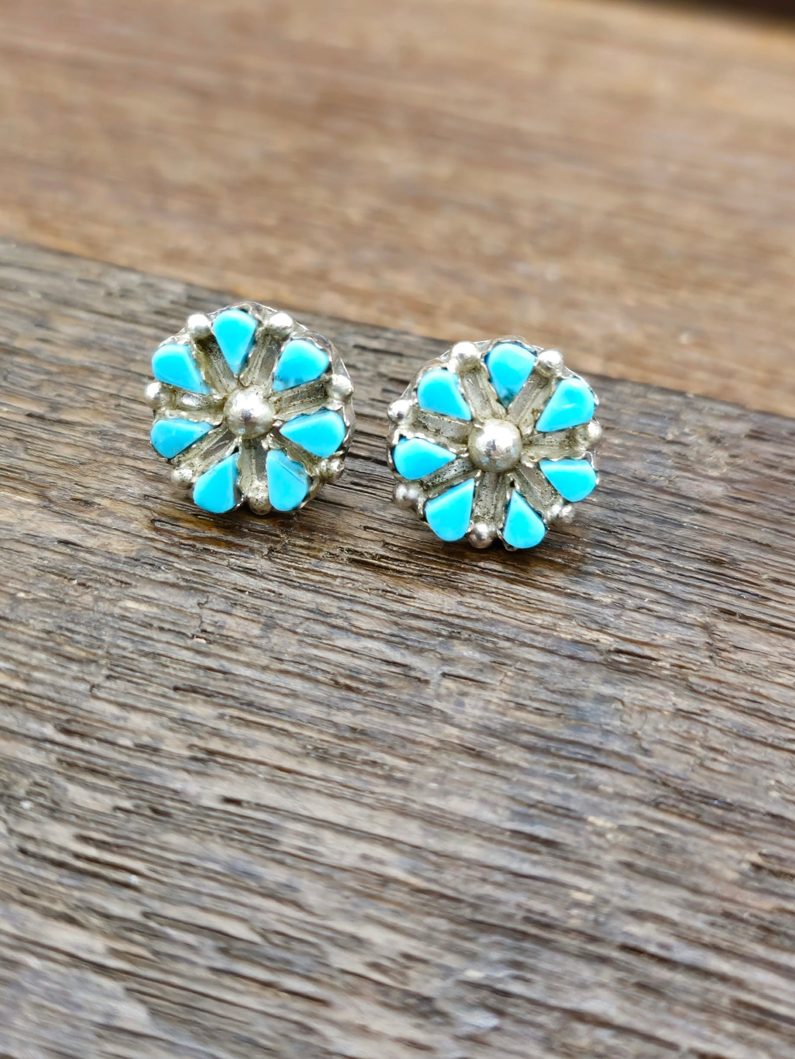 Sterling Silver and Turquoise Cluster Earrings by Tiffany Quaho