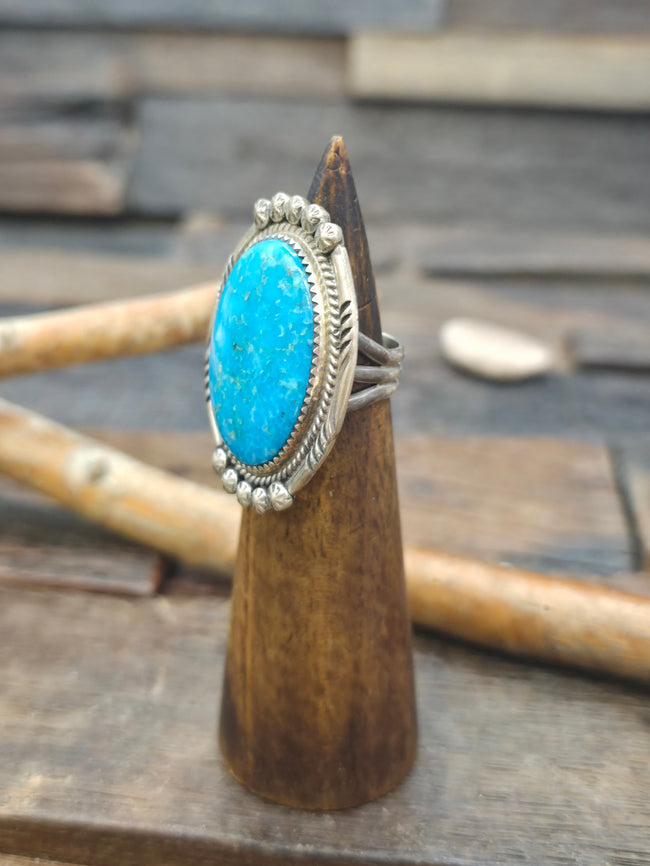 Sterling Silver Turquoise Ring by Phillip Yazzie - Size 8