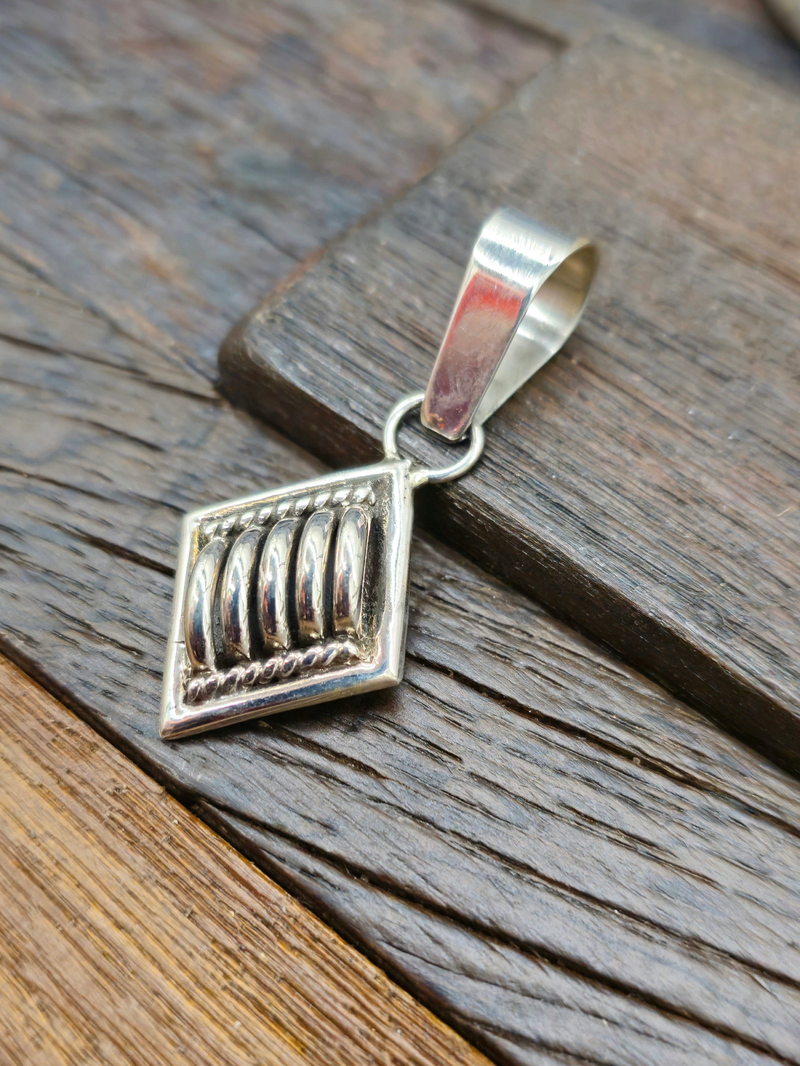 Sterling Silver Thomas Charley Slant Right Pendant 2 in.