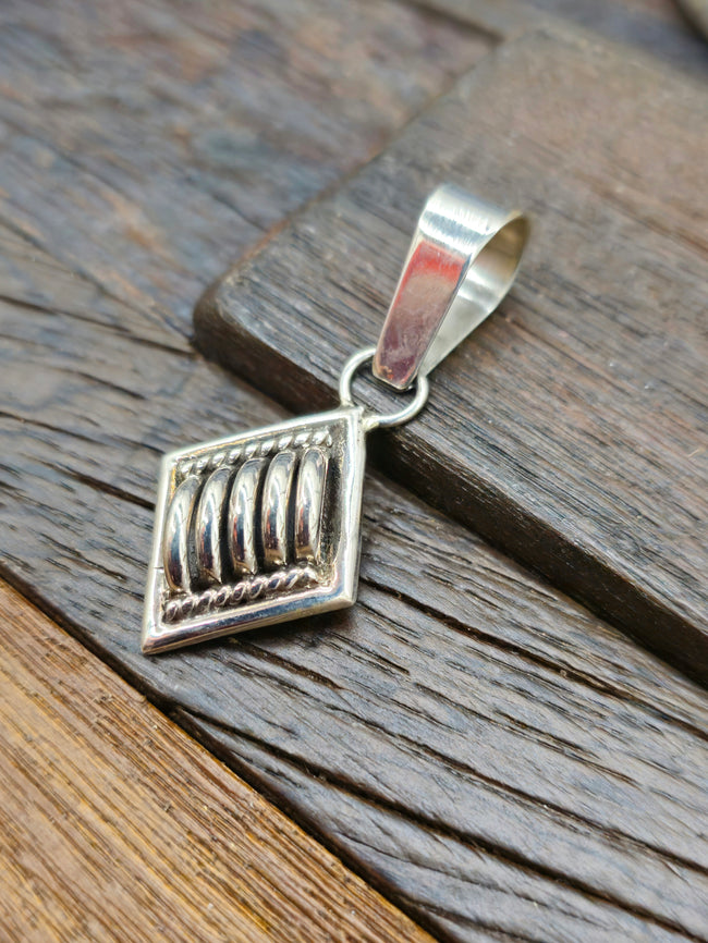 Sterling Silver Thomas Charley Slant Right Pendant 2 in.
