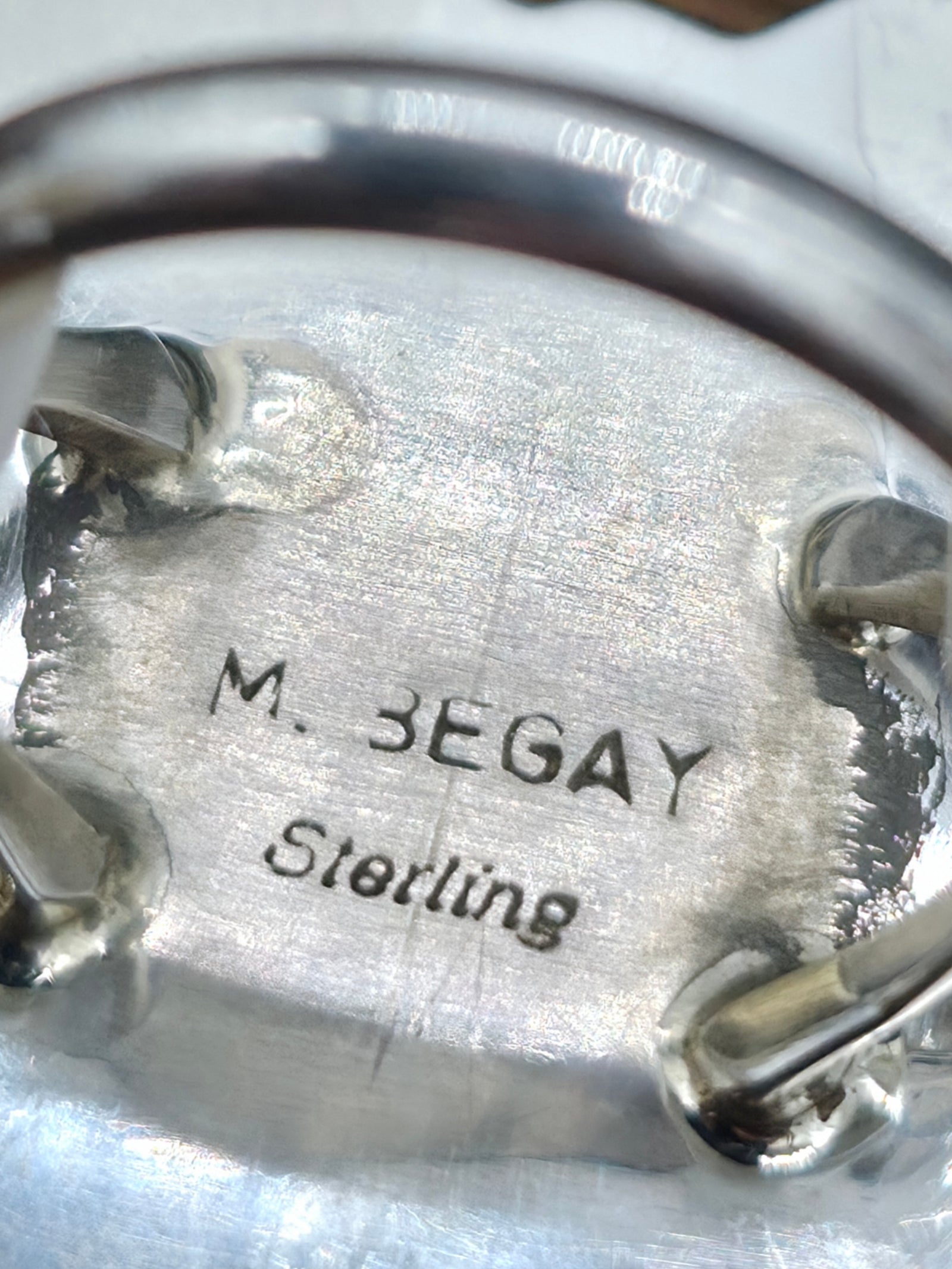 Sterling Silver and Coral Heart Ring by M. Begay - Size 8