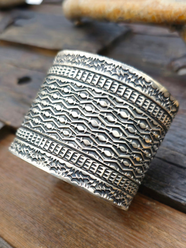 Stamped Sterling Silver Cuff by Sunshine Reeves - 6 3/4 in.