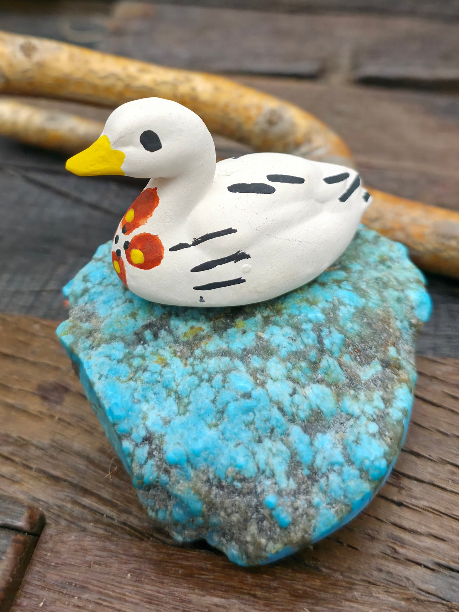 Mini Acoma Duck with Flower