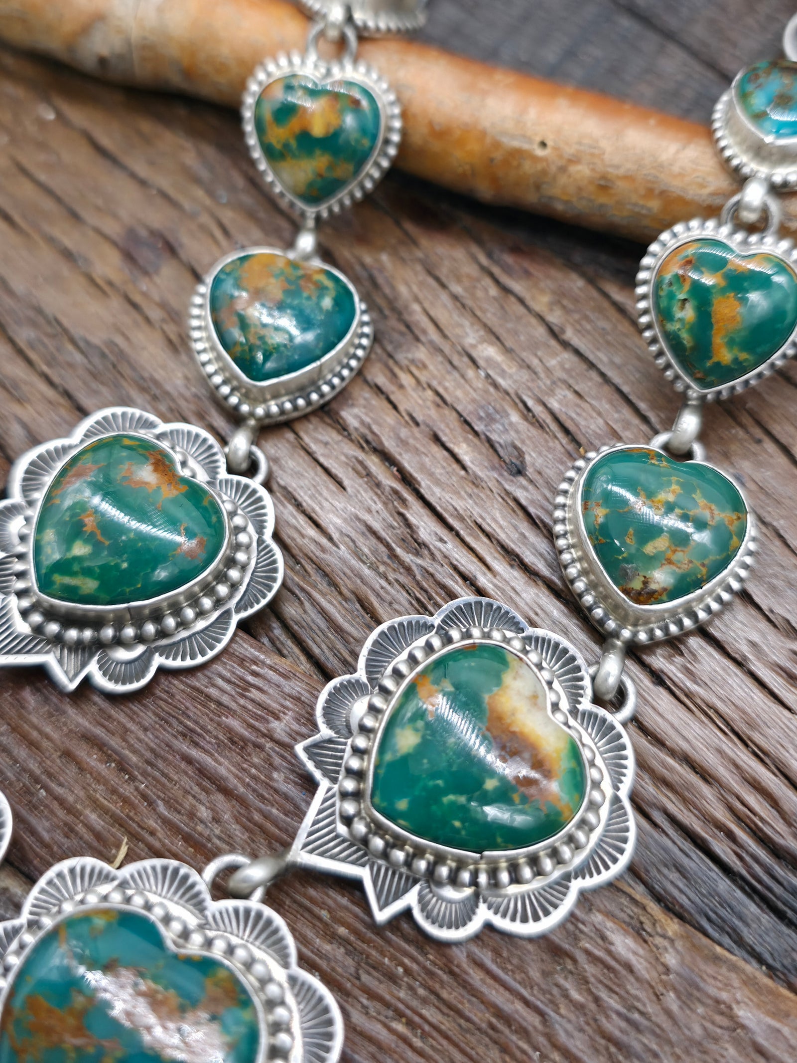 Sterling Silver Nevada Turquoise Heart Lariat Necklace by Charles Johnson - 25 in. with 4 in. Drop
