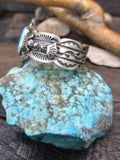 Sterling Silver Kingman Turquoise Cuff Bracelet by Gilbert Tom - 6 3/4 in. with Gap