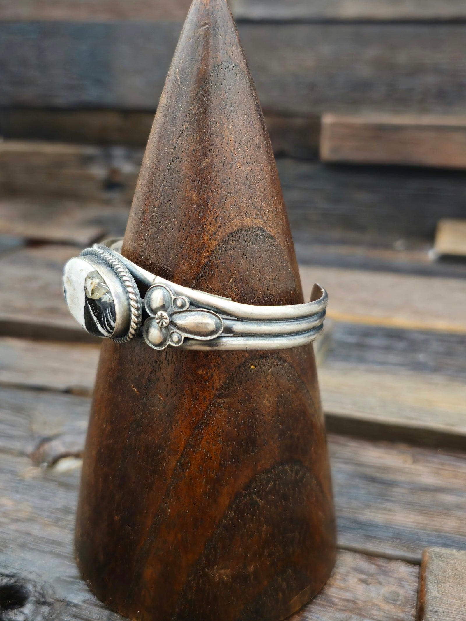 Sterling Silver White Buffalo Bracelet by Mary Ann Spencer