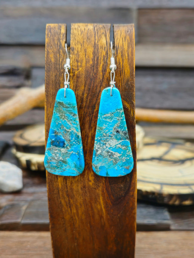 Blue Turquoise Slab Earrings by Robert Coriz