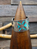 Vintage/Estate Sterling Silver Turquoise Inlay Cuff Circa 1950s - 6 1/2 in.
