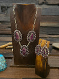 Sterling Silver Purple Spiny Necklace and Earring Set by Darlene Begay - 18 in.