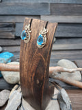 14KT Gold Blue Topaz Teardrop Post Earrings