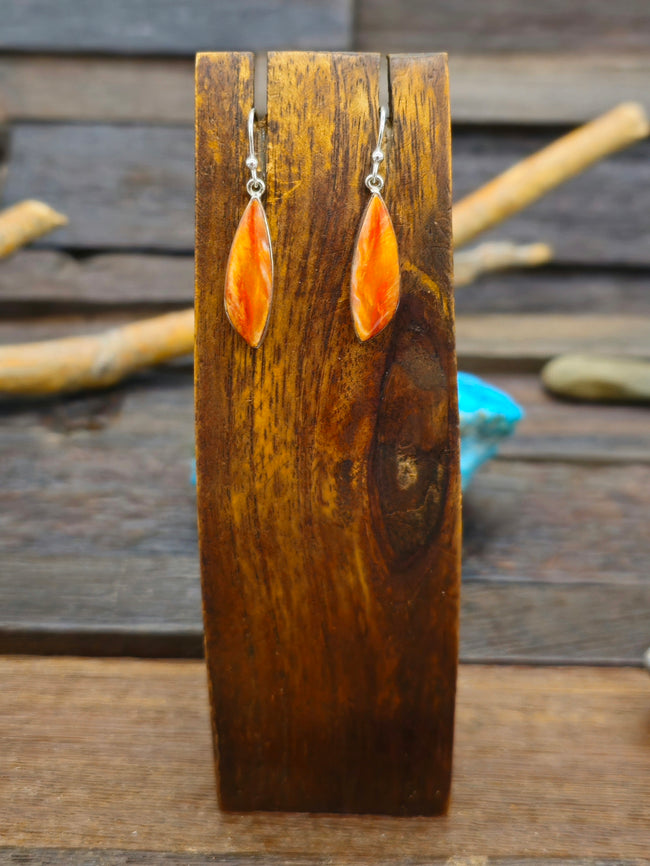 Sterling Silver Orange Spiny Oyster Earrings by Sheryl Martinez
