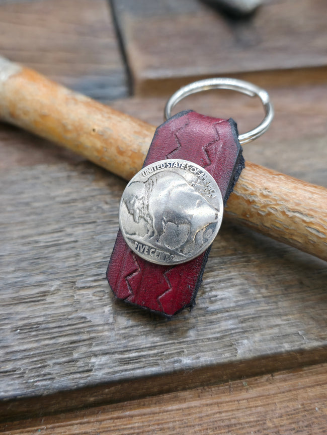 Coin Buffalo Nickel Keychain - Red