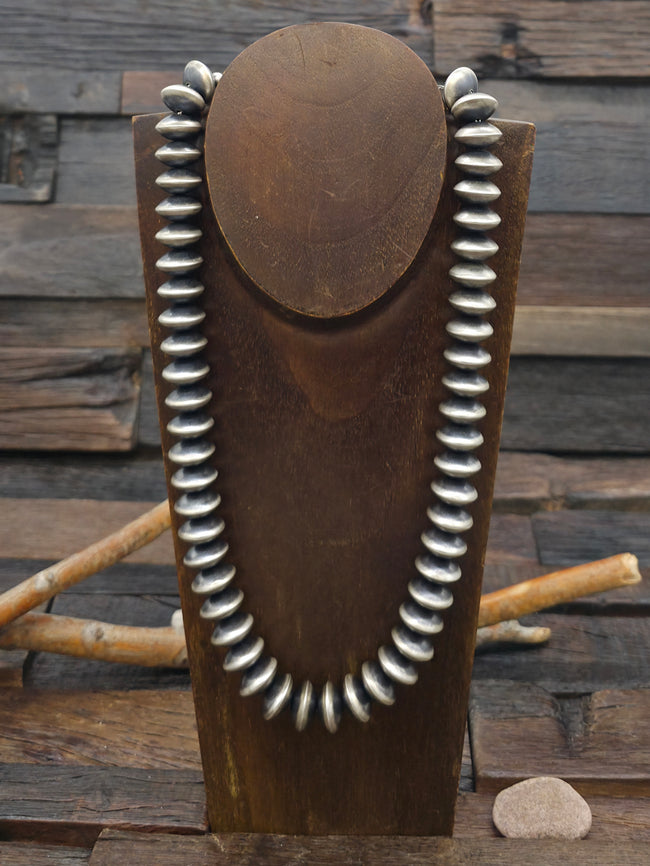 Sterling Silver Navajo Pearl Necklace by Bryannen Halwood - 22 in. 16 mm. Rondelle