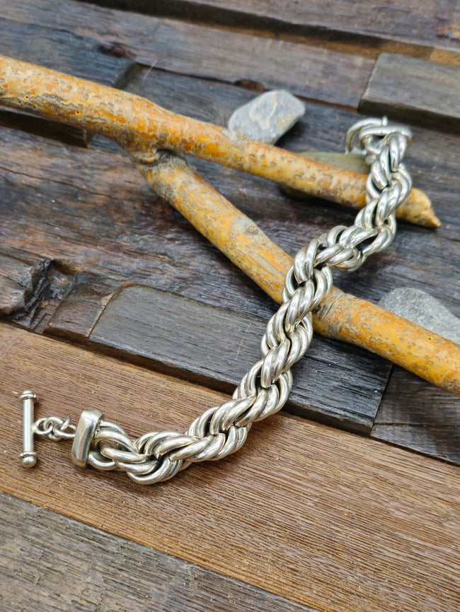 Italian-Made Twisted Sterling Silver Bracelet - 9 1/2 in.