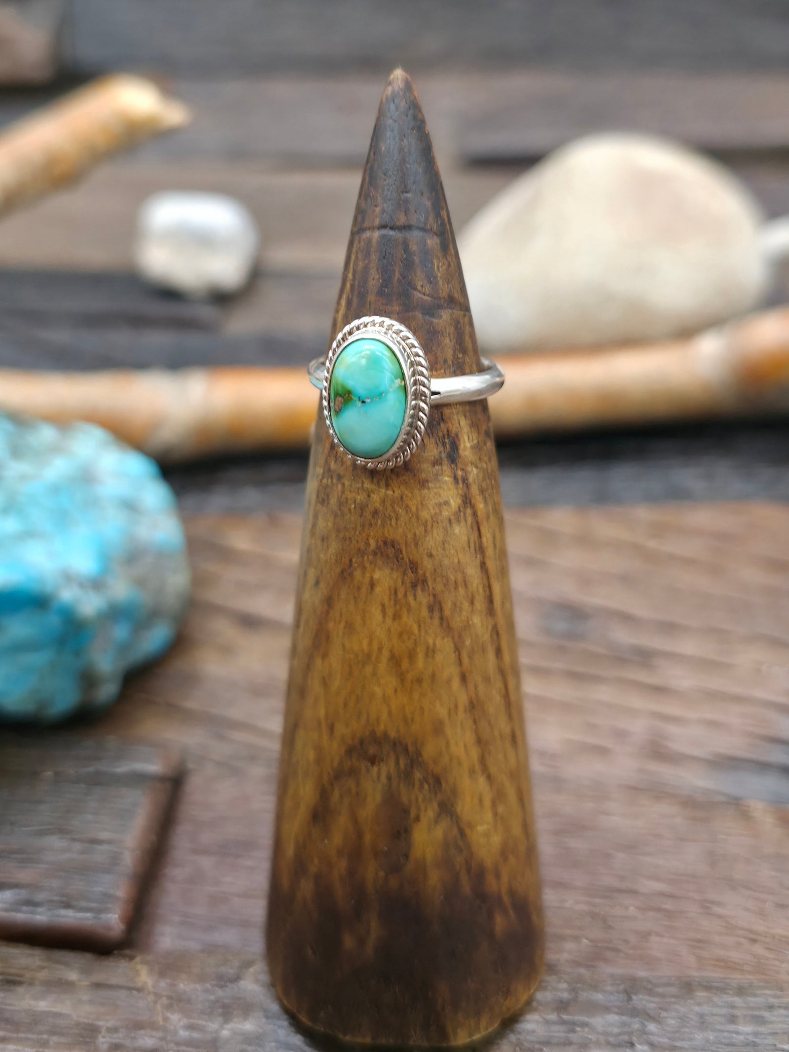 Sterling Silver Sonoran Turquoise Ring by "S" - Size 7