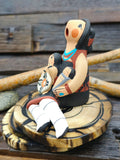Jemez Storyteller Figurine with Two Children and Basket, made by D. Lucero - 3 1/4