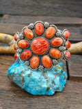 Sterling Silver Orange Spiny Cluster Bracelet by Kyle Wilson - 6 in. with Gap