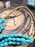 Three Strand Graduated Blue Turquoise Nugget Necklace - 30 in.