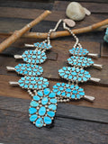 Sterling Silver Turquoise Cluster Squash Blossom Necklace by Melvin and Tiffany Jones - 26 in.