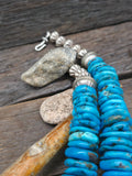 Mixed Turquoise and Sterling Silver Bead Necklace with Sterling Silver Turquoise Chimney Butte Naja - 26 in.