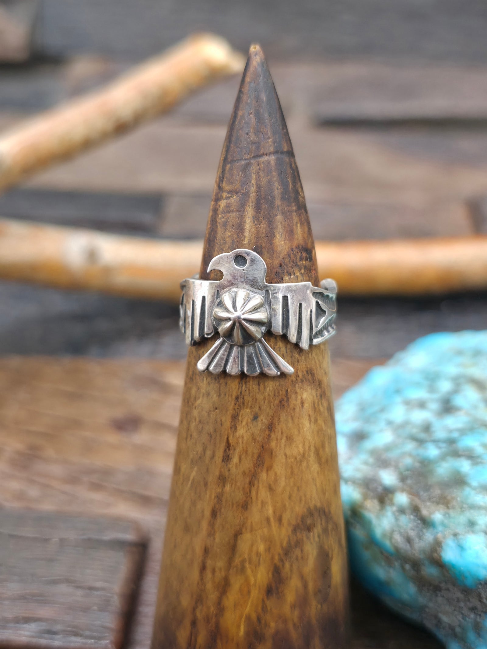 Sterling Silver Thunderbird Ring by Sunshine Reeves - Narrow Band - Size 9 1/2