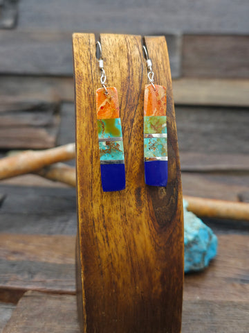 Long Oxidized Sterling Silver Tassel Earring - 4 in. by 3/4 in.