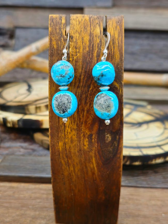 Short Turquoise Nugget Earrings by Fred Archuleta