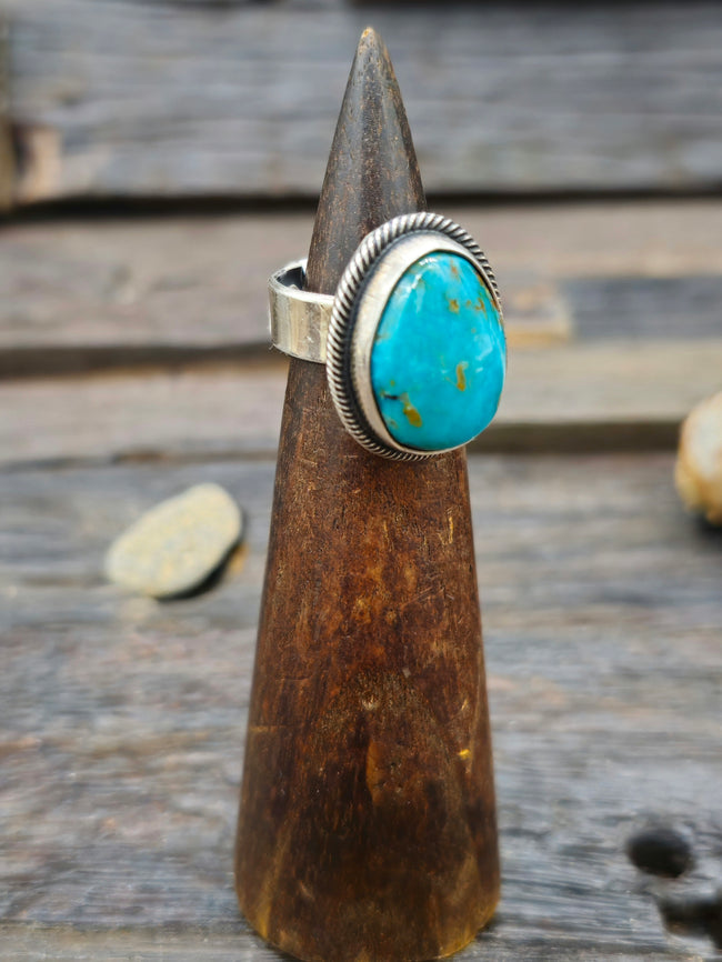 Leon Martinez Turquoise and Sterling Adjustable Ring