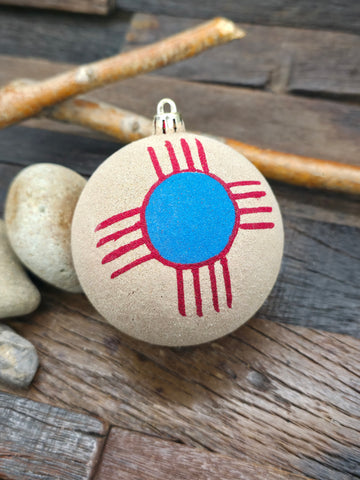 Large Sand Painting Christmas Ornament Bauble by Bingo Smith - Hummingbird Orange