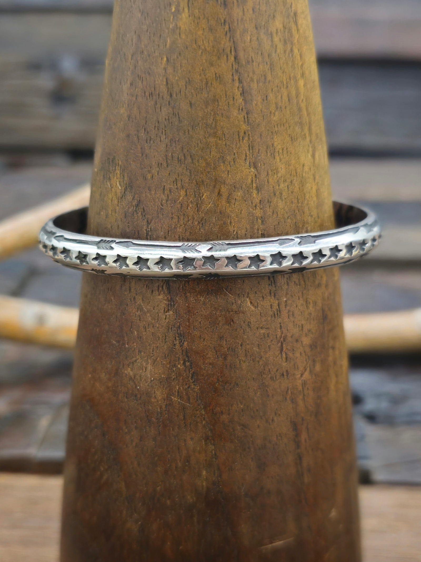 Stars and Arrows Stamped Sterling Silver Cuff by Sunshine Reeves - 6 1/2 in.