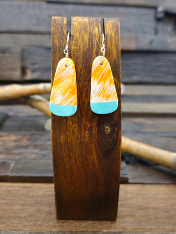 Joann Spencer Large Orange Spiny Oyster Post Earrings