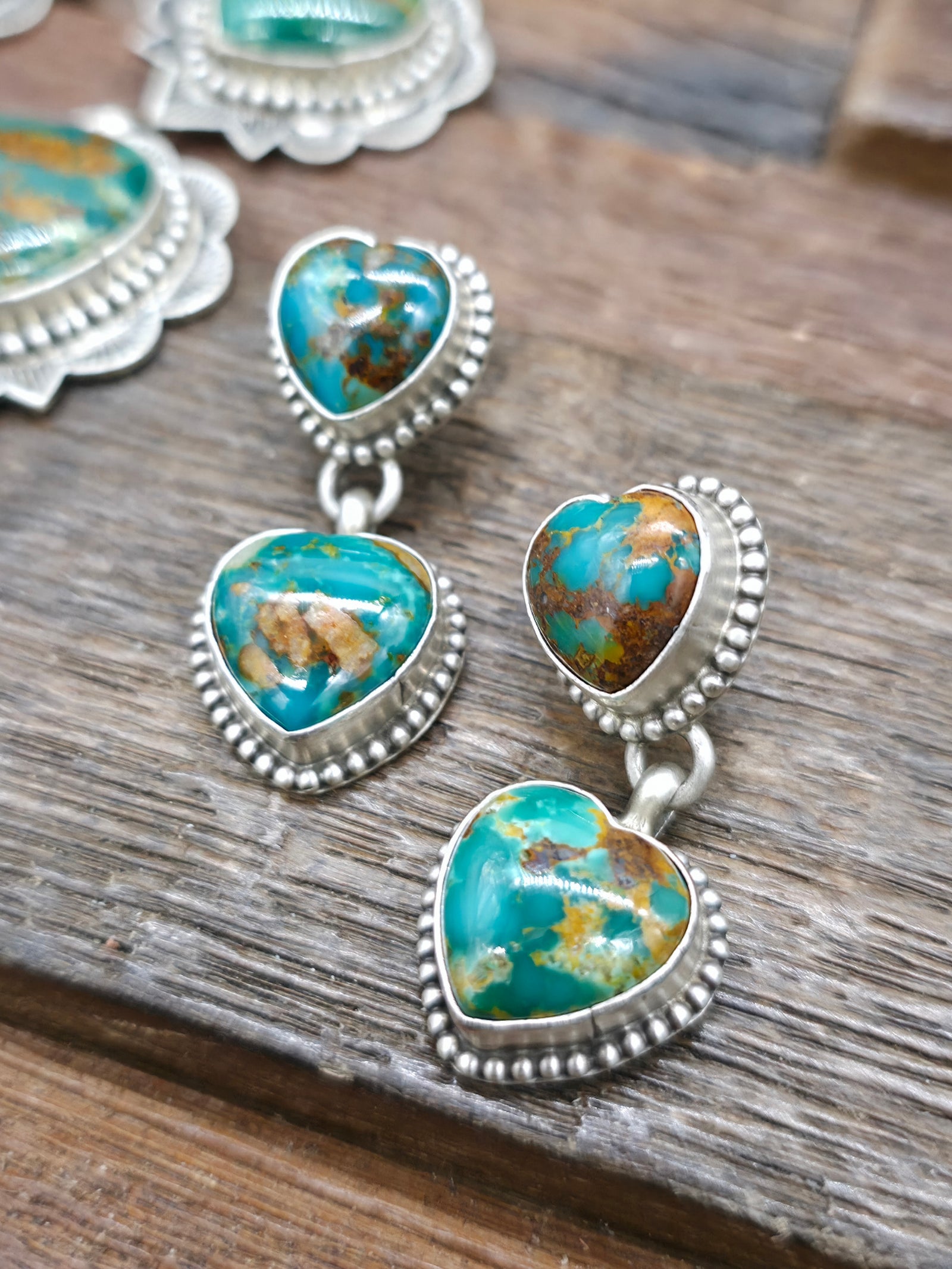 Sterling Silver Nevada Turquoise Heart Lariat Necklace by Charles Johnson - 25 in. with 4 in. Drop
