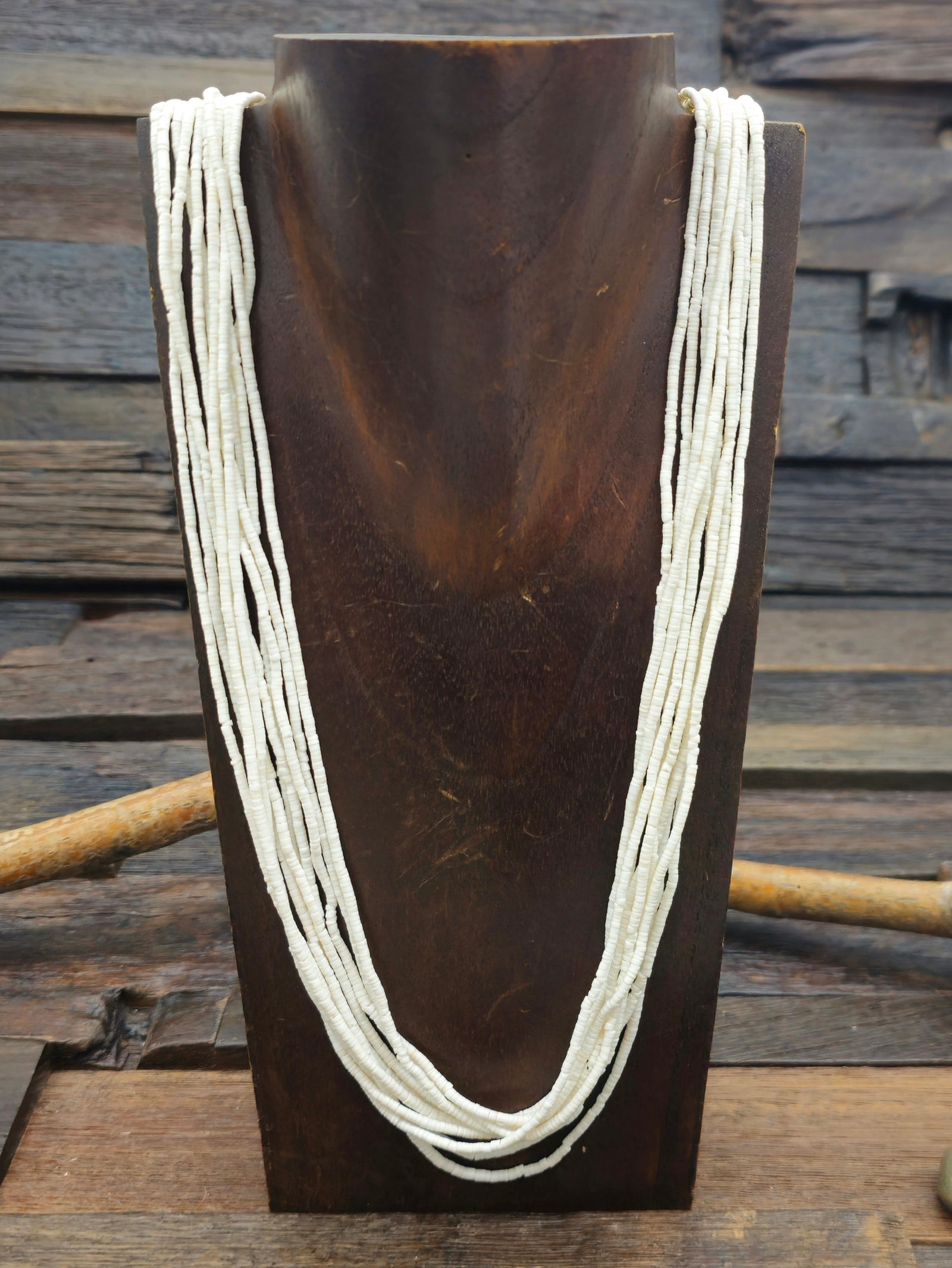 Vintage/Estate 10 Strand White Heishi Necklace - 26 in.