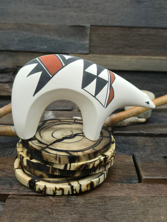 Hand Painted Acoma Ceramic Bear by Kuutimaitsa - 6 1/2 in. by 4 in. by 2 in.