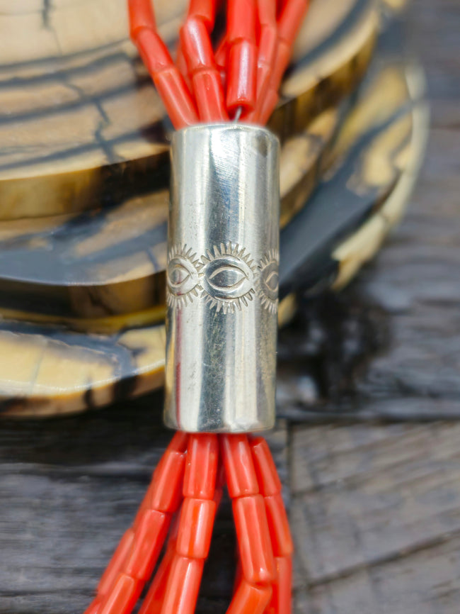 Eight-Strand Coral and Sterling Silver Necklace - 25 in.