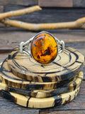 High-Shine Sterling Silver Amber Bracelet by Eugene Belone 6 in.