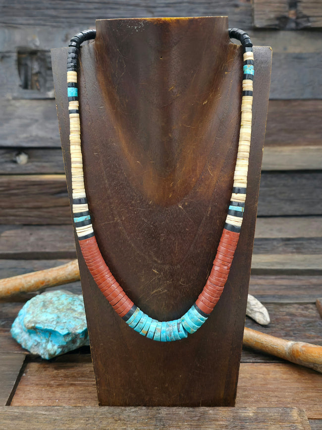 Colorblock Heishi Multi Stone Necklace by Torevia Crespin - 18 in.