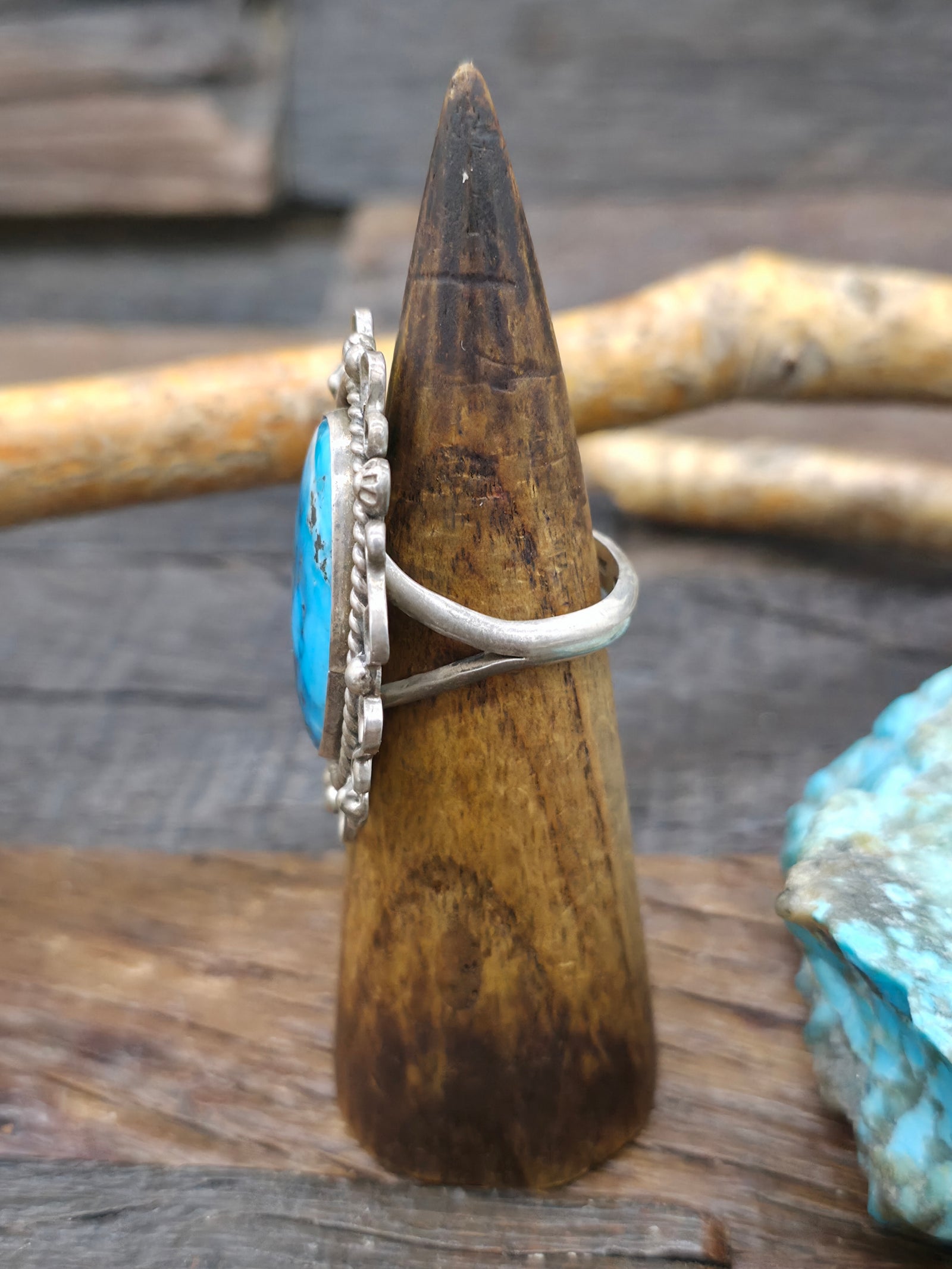 Sterling Silver Turquoise Statement Ring - Size 11
