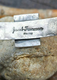 Hammered Sterling Silver Cuff with Turquoise by Jacob Troncosa - 6 3/4 in. with Gap