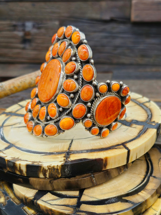 Orange Spiny Oyster Cluster Bracelet by Tyler Brown