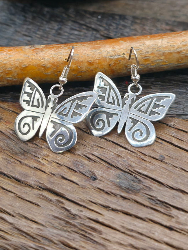 Sterling Silver Overlay Butterfly Earrings by Sonny Gene