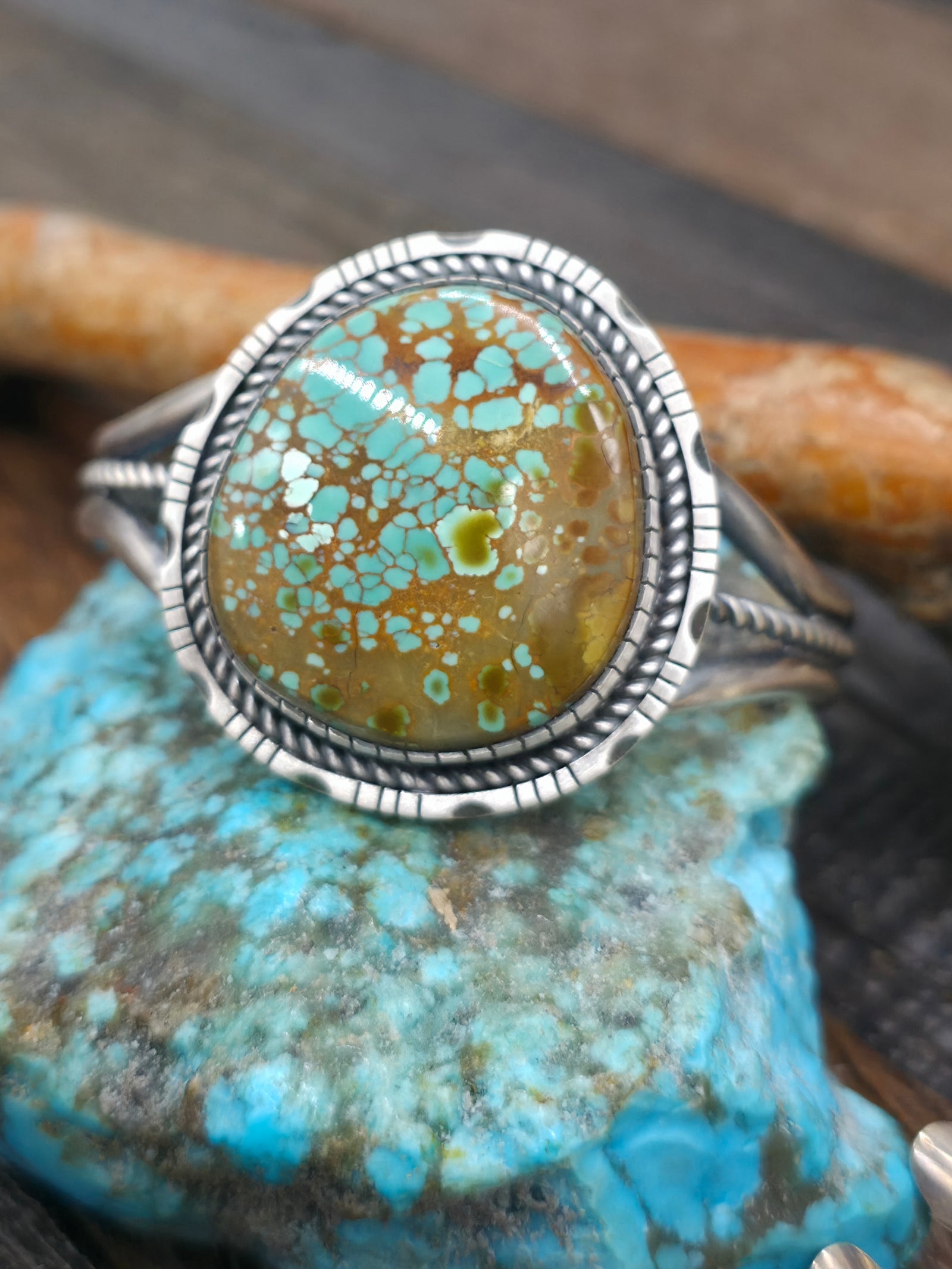 Sterling Silver Turquoise Cuff Bracelet by Walter Vandever - 6 1/2 in. with Gap